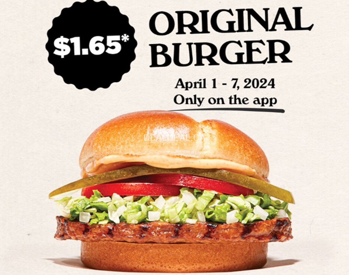 Original burger for $1.65 on the Harvey's App photo 1