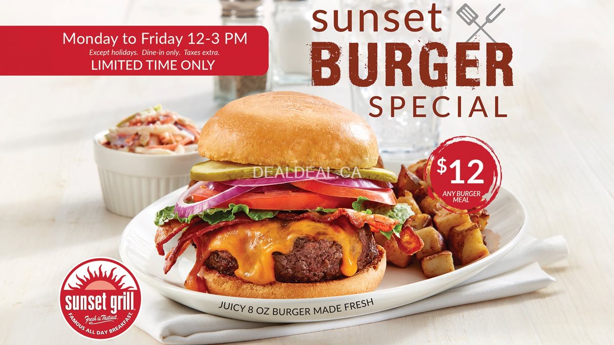 Enjoy any burger meal for only $12 at Sunset Grill photo 1