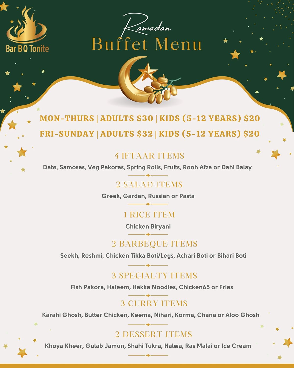 Ramadan Buffet Menu at BarBQ Tonite Restaurant photo 1
