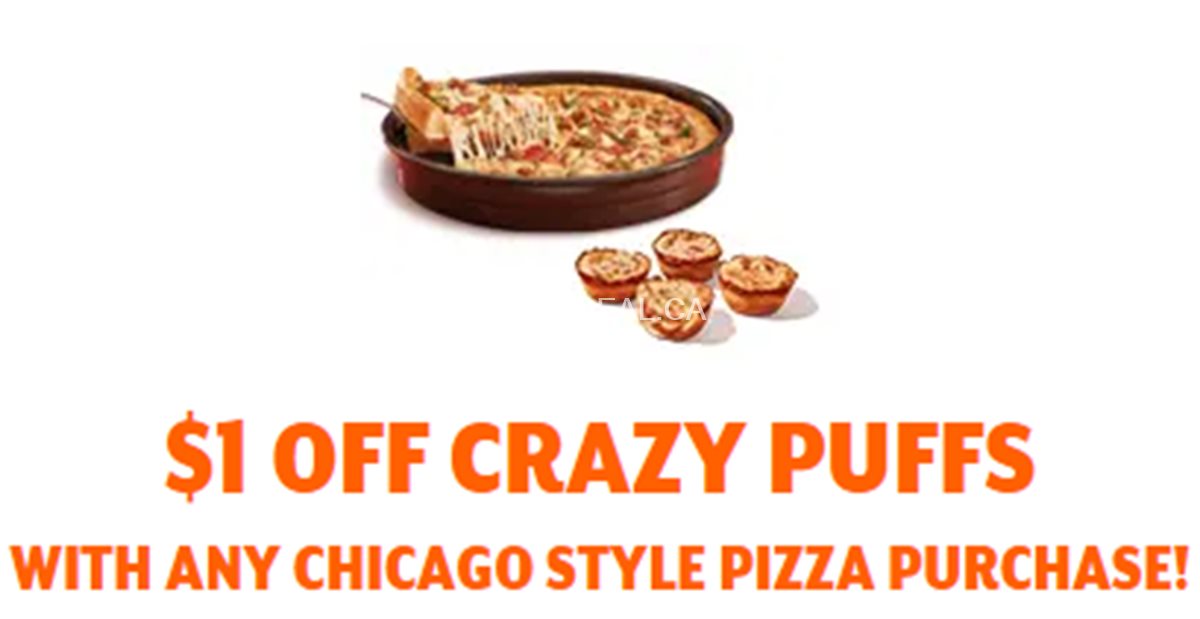 $1 off crazy puffs with any chicago style pizza purchase at Little Caesars
