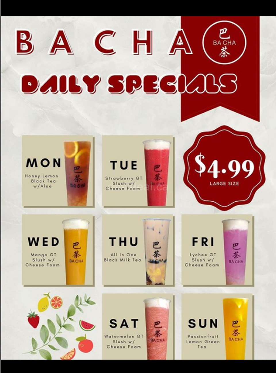 Daily Specials at Ba Cha photo 1