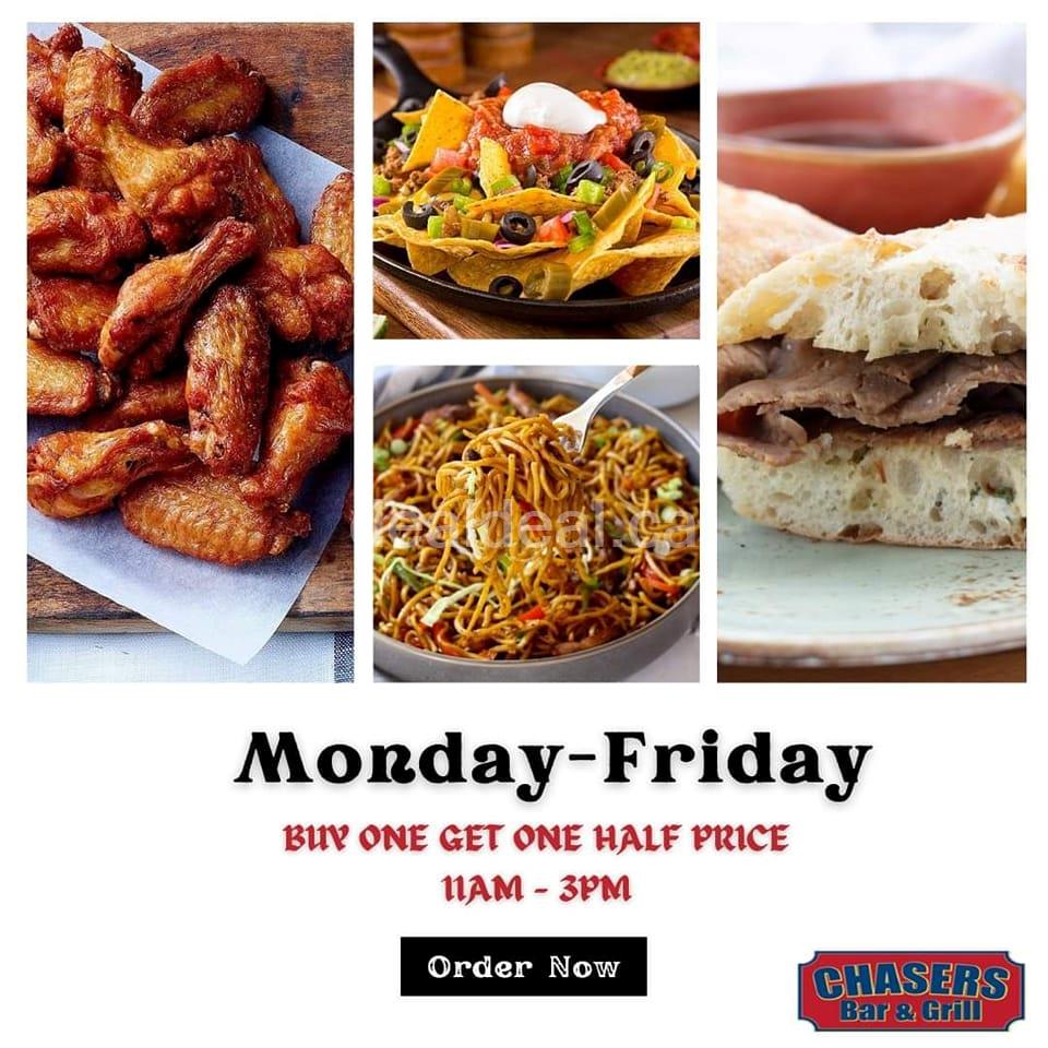 Buy One Get One Half Price at Chasers Bar and Grill photo 1