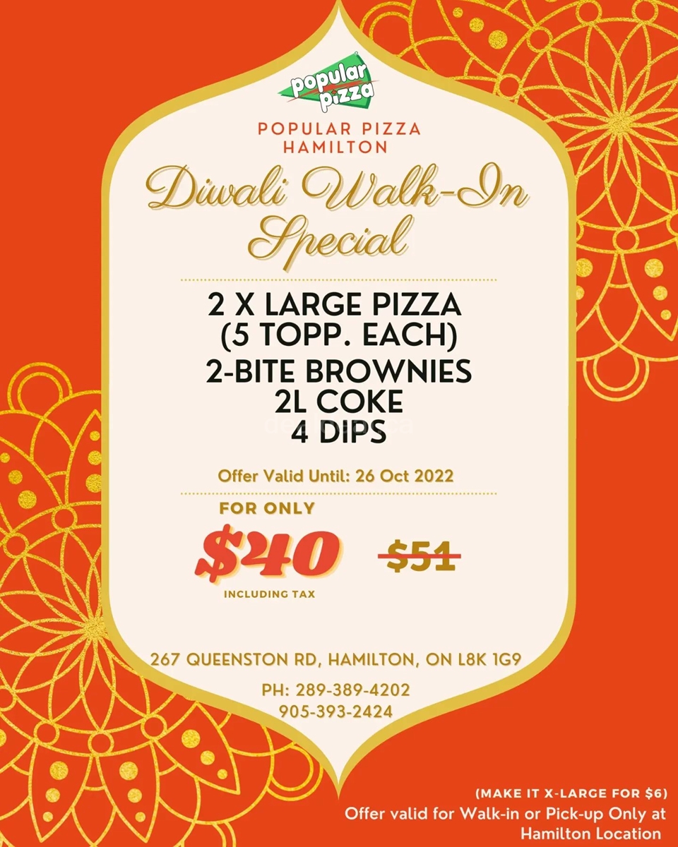 Popular Pizza Hamilton - Diwali Special Offer photo 2