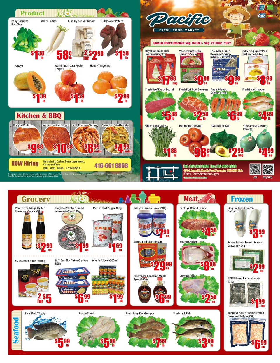Pacific Fresh Food Market's Weekly Flyer from Sep 16, 2022--Sep 22, 2022 photo 1