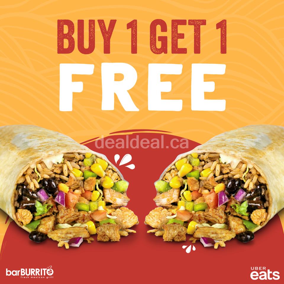 Buy one burrito, get one free when you order through UberEats at BarBurrito photo 1
