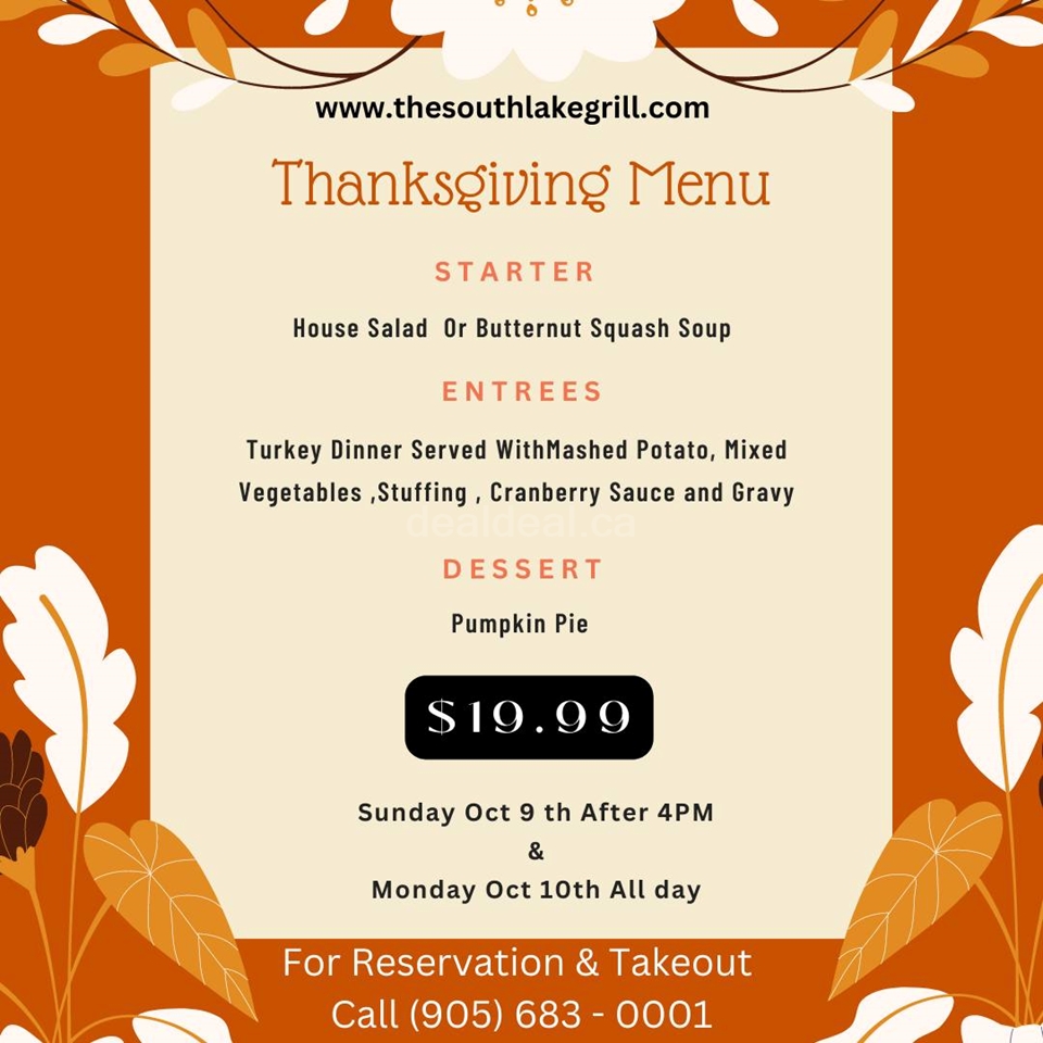 Thanksgiving Menu at The South Lake Grill photo 1