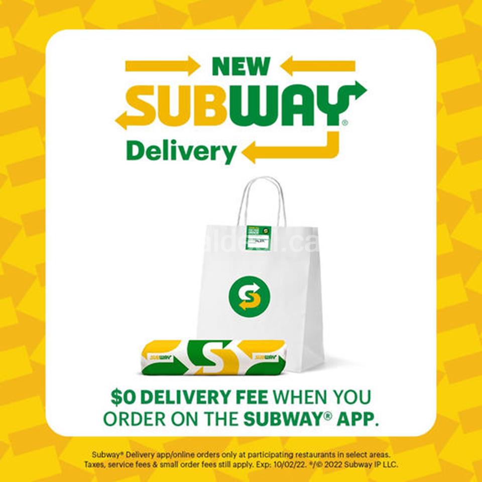 Order with the Subway app for a $0 delivery fee photo 1