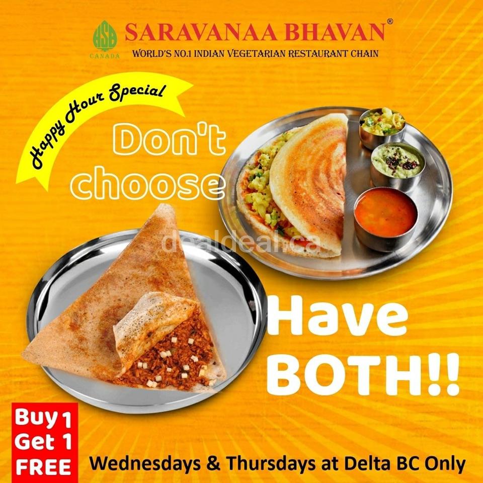 Order your favourite dosa and get 1 more FREE at at Saravanaa Bhavan, Delta BC photo 1