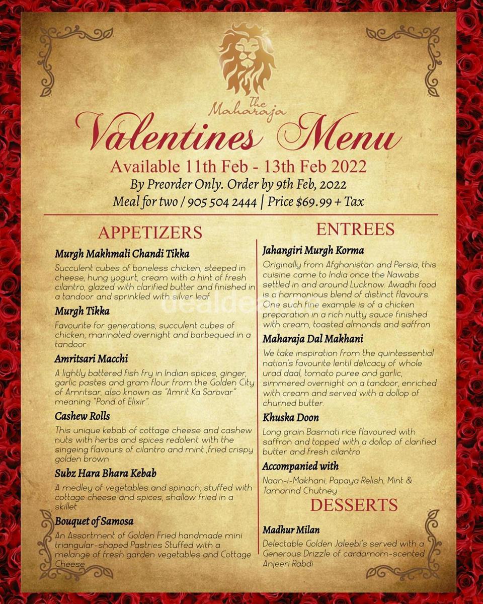 Celebrate this Valentine Weekend with a Gourmet Feast at The Maharaja photo 1