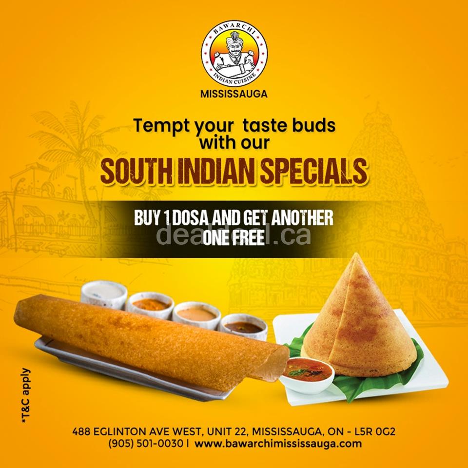 Buy 1 Dosa and get another one free at Bawarchi - Mississauga photo 1