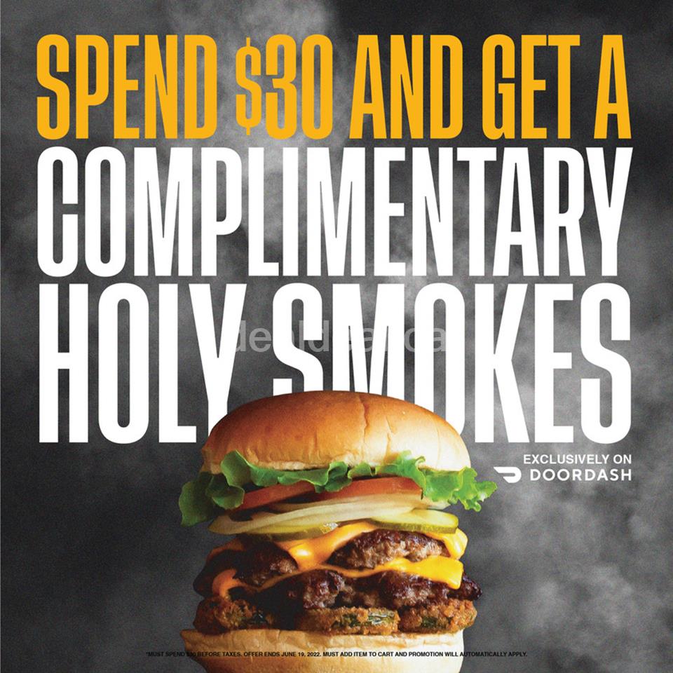 Get a free Holy Smokes burger when you spend $30 on DoorDash at The Burger's Priest photo 1