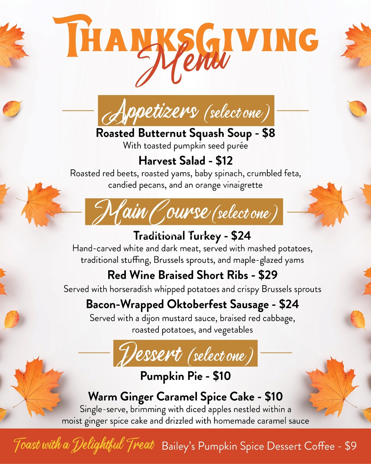Thanksgiving Menu at Piper Arms photo 2