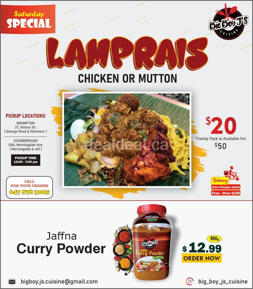 LAMPRAIS Chicken or Mutton - Saturday Special From Big Boy JS Cuisine photo 1
