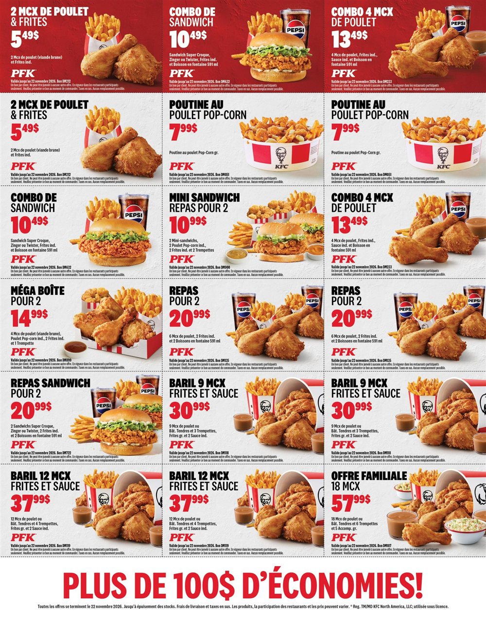 KFC Quebec Coupons: $5.49 Chicken and Fries Through November 22, 2026 photo 2