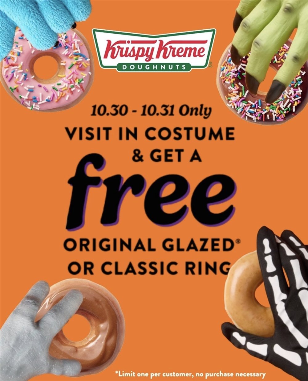 Krispy Kreme Halloween Free Doughnut When You Visit in Costume photo 1