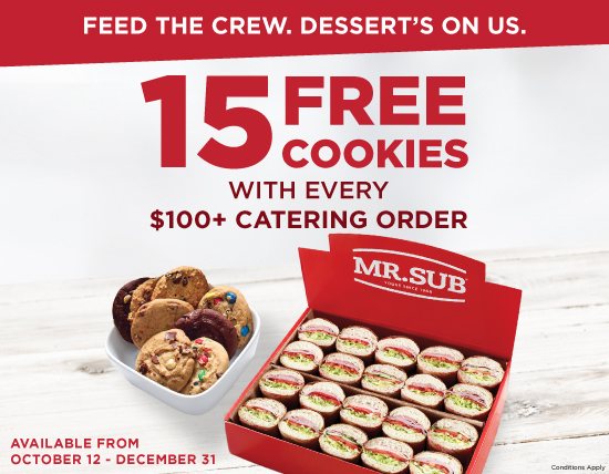 MR.SUB: 15 Free Cookies with Every $100+ Catering Order photo 1