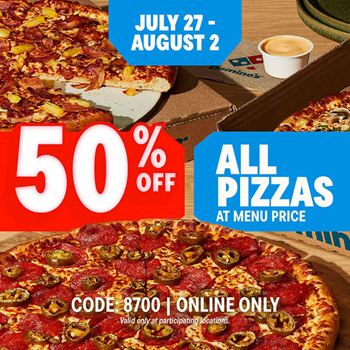 Domino’s 50% Off All Pizzas in Canada – Code 8700