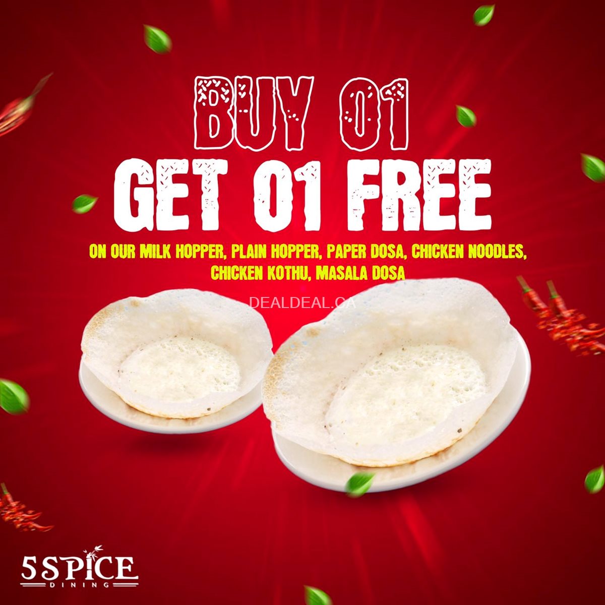 Buy one, get one free on select menu items at 5 Spice Dining photo 2