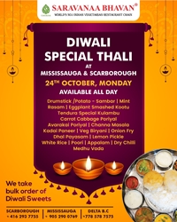 Diwali Special Thali at Saravanaa Bhavan Canada
