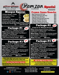 Silver Spoon Takeout and Catering is offering Ramzan 2023 Catering Packages and Individual Combo Boxes. photo 1