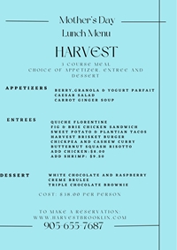 Mother's Day Lunch and Dinner Menu at Harvest Restaurant photo 1