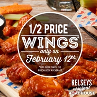 ½ Price Wings on February 12th