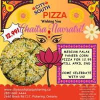 Buy Medium Palek Paneer Pizza for $12.99 at City South Pizza Pickering