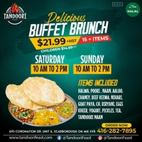 Buffet Brunch for $21.99 +HST at Tandoori Feast