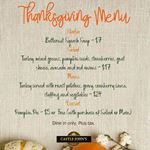 Thanksgiving Menu at Castle John's Port Perry