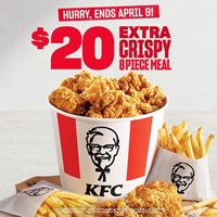 Enjoy an Extra Crispy $20 8-piece meal from KFC Canada!