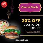20% discount on vegetarian dishes at Sam's Grill
