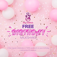 Come by any Holy Shakes on your birthday for a FREE regular milkshake on your special day