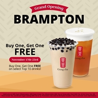 GRAND OPENING BOGO special on select drinks at Brampton