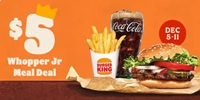 Get a Whopper Jr Meal for just $5 + tax