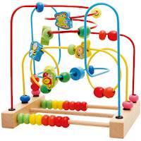 Kunmark Wooden Fruits Insect Bead Maze Roller Coaster Activity Cube Educational Abacus Beads Circle Toys Training Child Attention Count