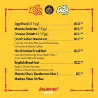 Breakfast Menu at My Roti Place-My Dosa Place-Ajax photo 3