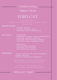 Mother's Day Lunch and Dinner Menu at Harvest Restaurant photo 2