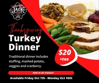 Enjoy a special thanksgiving dinner at One Eyed Jack this weekend