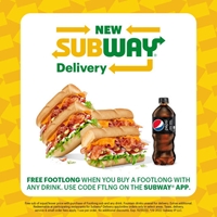 Use the Subway app and get a free Footlong when you buy a Footlong and drink