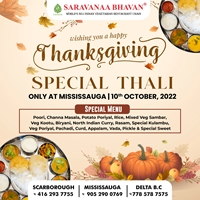Thanksgiving Special Thali at Saravanaa Bhavan Canada