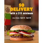 Get free delivery on Uber Eats with a $15 minimum purchase at Burger King Canada