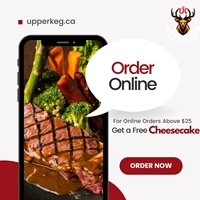 Order Online above $25 and Get a Cheese Cake FREE at Upper Keg Restaurant & Bar