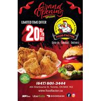 20% Opening Discount on all orders at Food Factor
