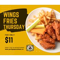 WINGS AND FRIES Thursday special for only $11 at Portly Piper Pub Oshawa