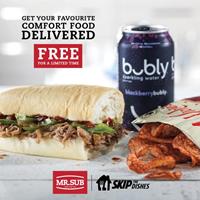 Get FREE delivery when you spend $20 or more at MR.SUB through SKIP THE DISHES
