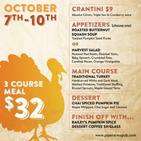Piper Arms Special 3 Course Meal for Thanksgiving