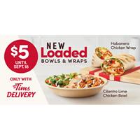 Get 1 Loaded Bowl or Wrap for $5 only with Tims Delivery