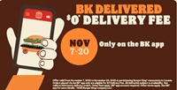 Get $0 Delivery Fee Only on the BK App