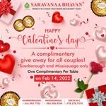 A Complimentary Valentine's Day Giveaway for all Couples at Saravanaa Bhavan Canada