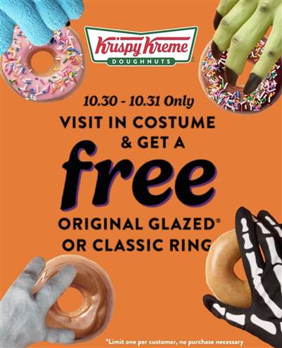Krispy Kreme Halloween Free Doughnut When You Visit in Costume